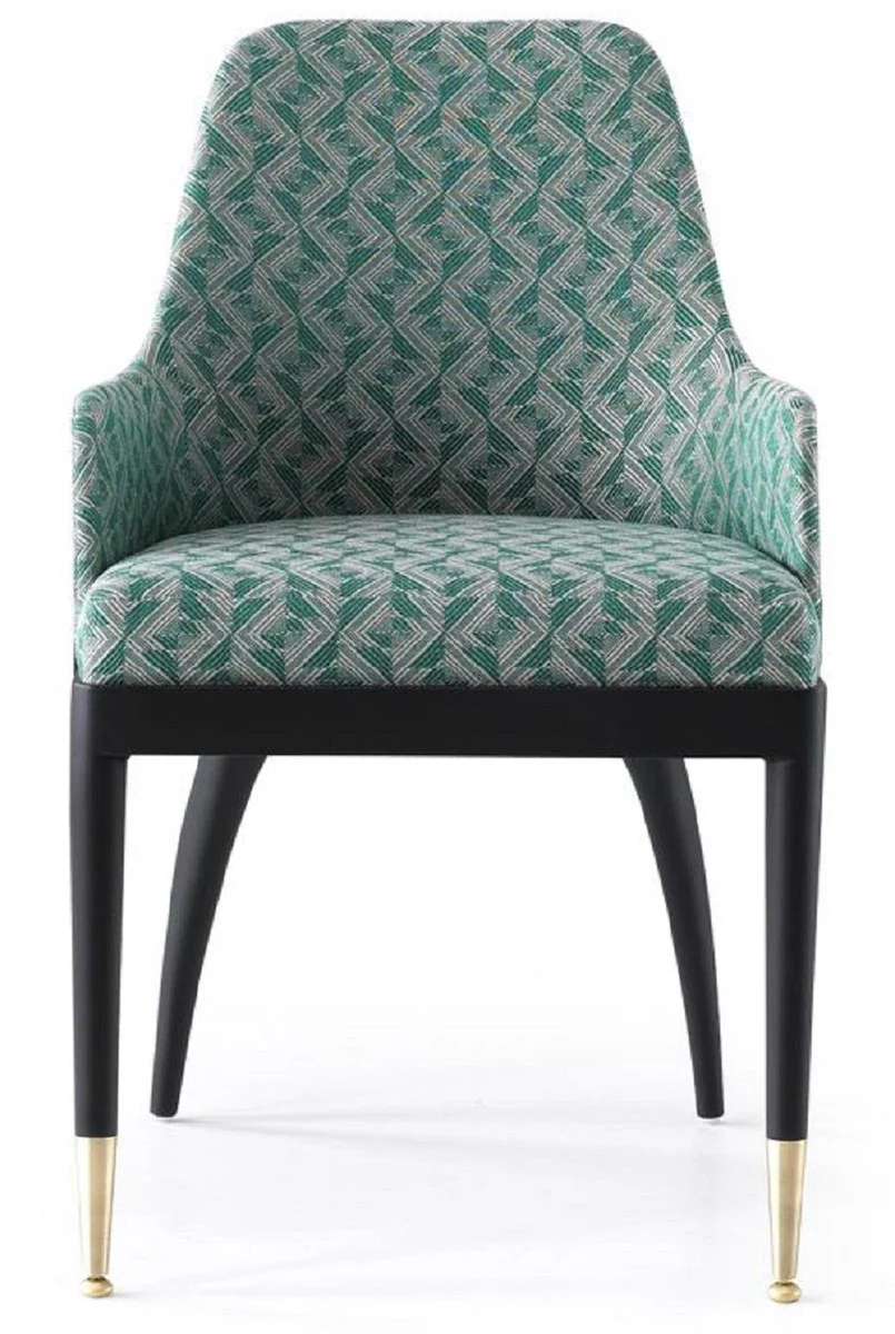 Casa Padrino Conjunto de Comedor de Lujo Verde Patr¨®n / Negro / Lat¨®n - 1 Mesa de Comedor de Lujo & 8 Sillas de Comedor de Lujo - Muebles de Comedor - Muebles de Lujo - Colecci¨®n de Lujo