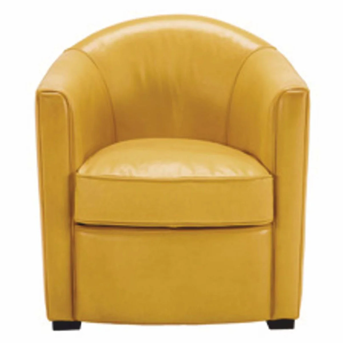 Casa Padrino sill¨®n de lujo de cuero genuino de sala de estar amarillo / negro - Muebles de cuero