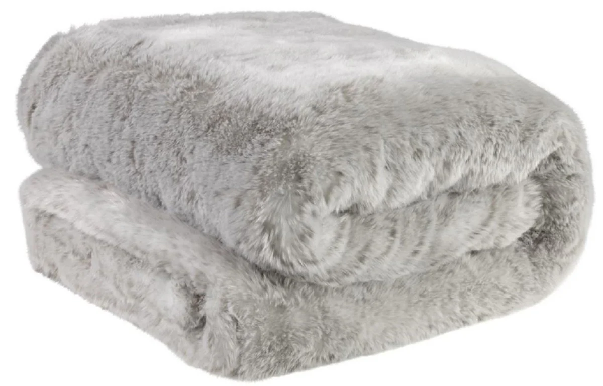 Casa Padrino colcha / manta de lujo gris claro 170 x 145 cm - Manta de Piel Sintética