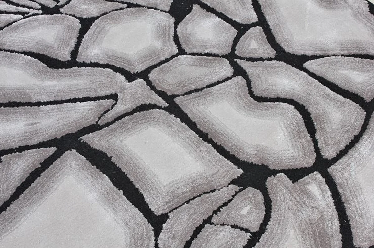 Casa Padrino alfombra de lujo gris / negro 160 x 230 cm - Alfombra rectangular para salón - Alfombra moderna para dormitorio - Interior de lujo - Calidad de lujo