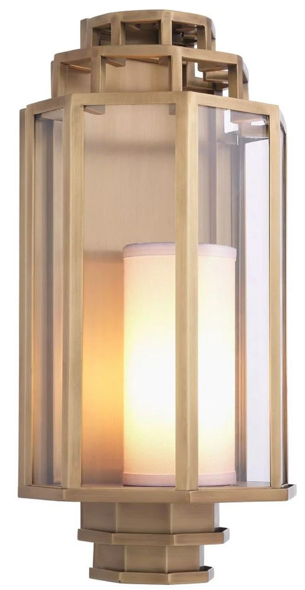 Casa Padrino lámpara de pared de lujo latón antiguo / crema 24 x 15 x A. 48,5 cm - Lámpara de Pared para Hotel y Restaurante - Colección de Lujo