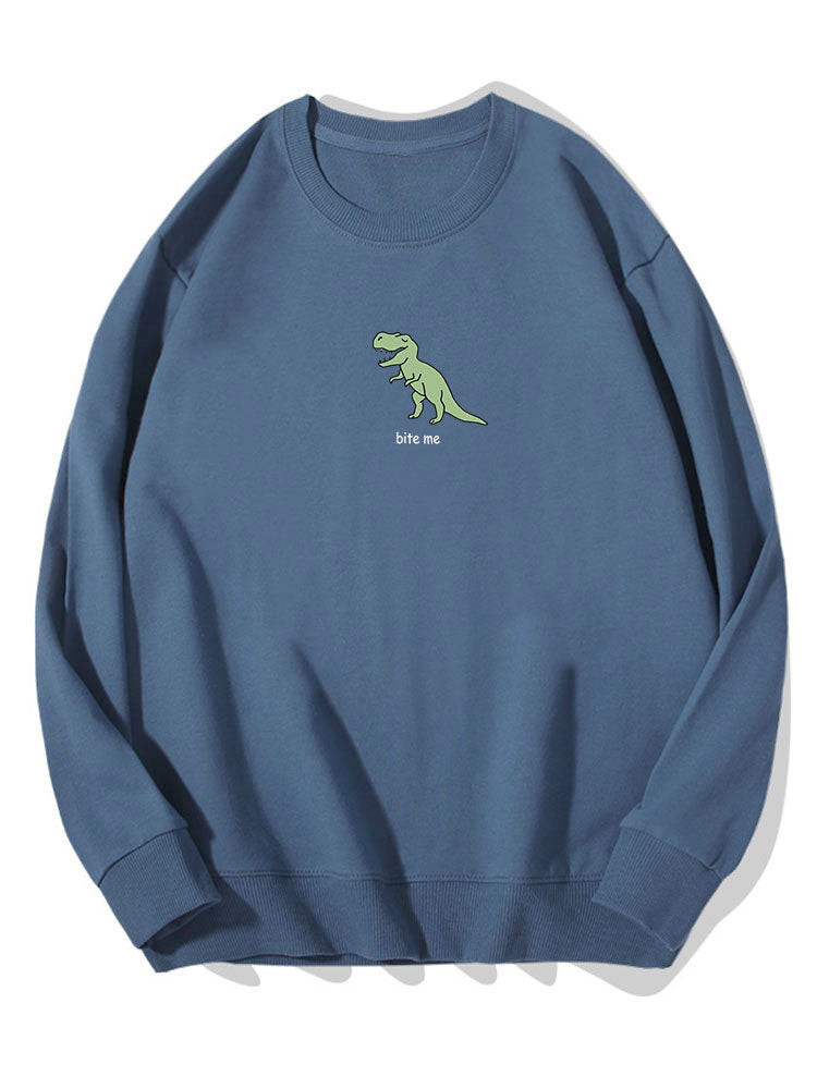 Cute Cartoon Dinosaur Print Cotton Sweatshirt