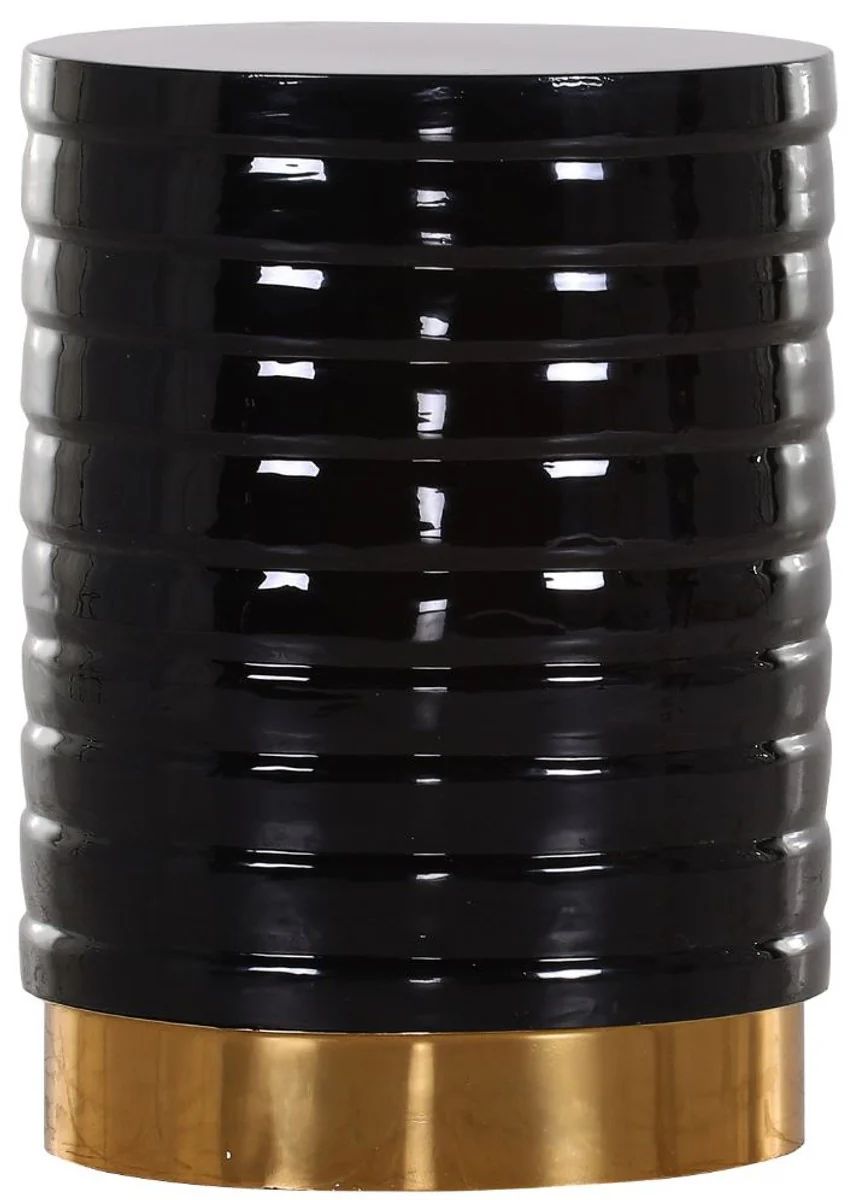 Casa Padrino mesa auxiliar de lujo negro / oro ? 40 x A. 53 cm - Mesa redonda de metal esmaltado y galvanizado - Muebles de Sala