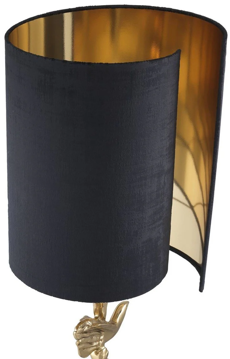 Casa Padrino lámpara de mesa de lujo latón / negro Ø 31 x A. 92 cm - Lámpara de escritorio moderna con base de granito - Colección de Lujo