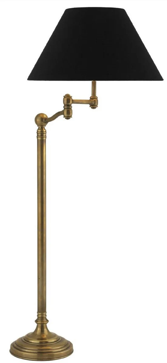 Casa Padrino lámpara de pie de lujo con brazo giratorio latón vintage / negro Ø 58 x H. 148 cm - Colección de Lujo