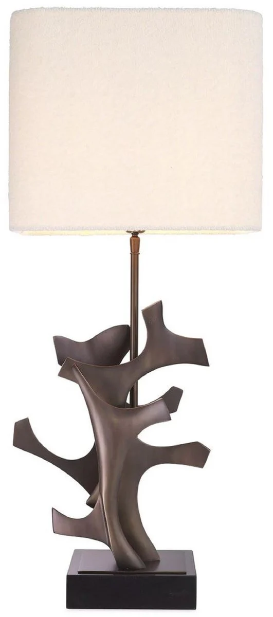 Casa Padrino lámpara de mesa de lujo bronce / negro / crema 35 x 35 x A. 85,5 cm - Lámpara de escritorio con pantalla cuadrada - Lámparas de mesa de lujo - Lámparas de escritorio de lujo