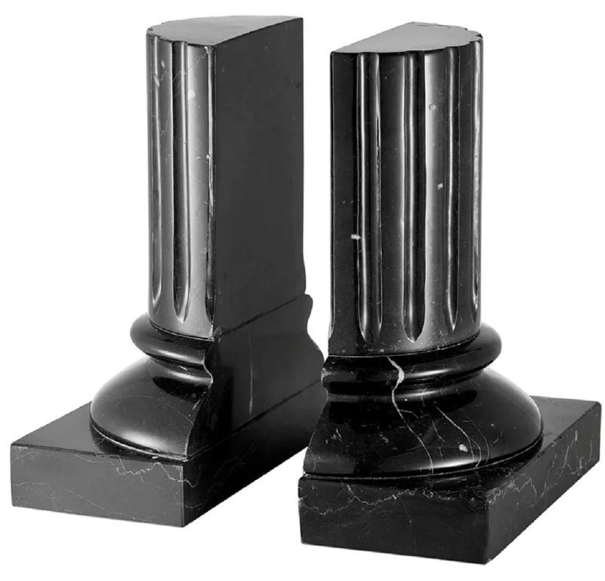 Casa Padrino conjunto de sujetalibros de mármol de lujo columnas barrocos negro 8,5 x 17 x A. 21 cm - Decoración de escritorio - Decoración de salón - Accesorios de decoración de mármol de lujo