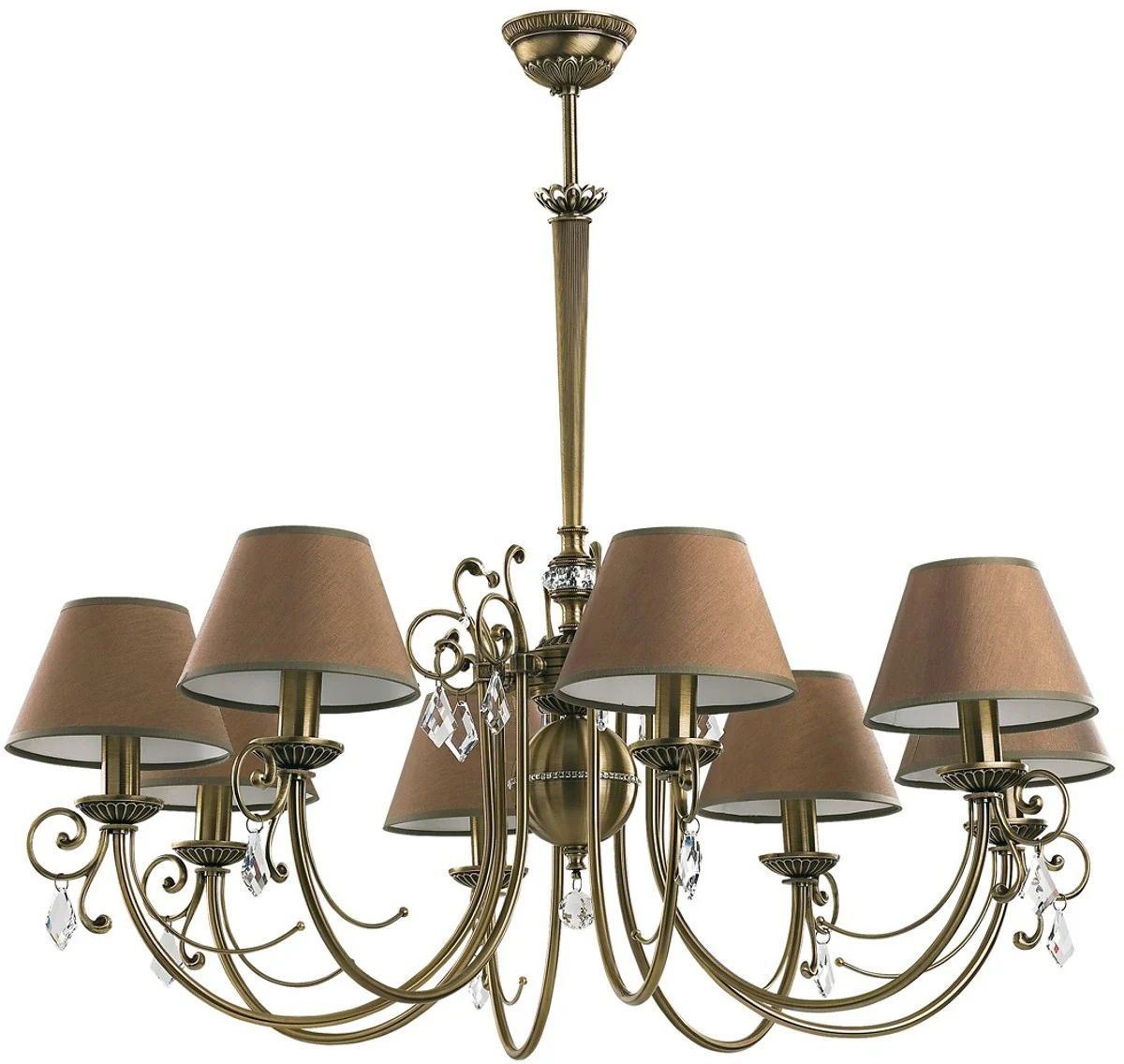 Casa Padrino ara?a de luces de cristal barroco de lujo lat¨®n con p¨¢tina / marr¨®n ? 90 cm