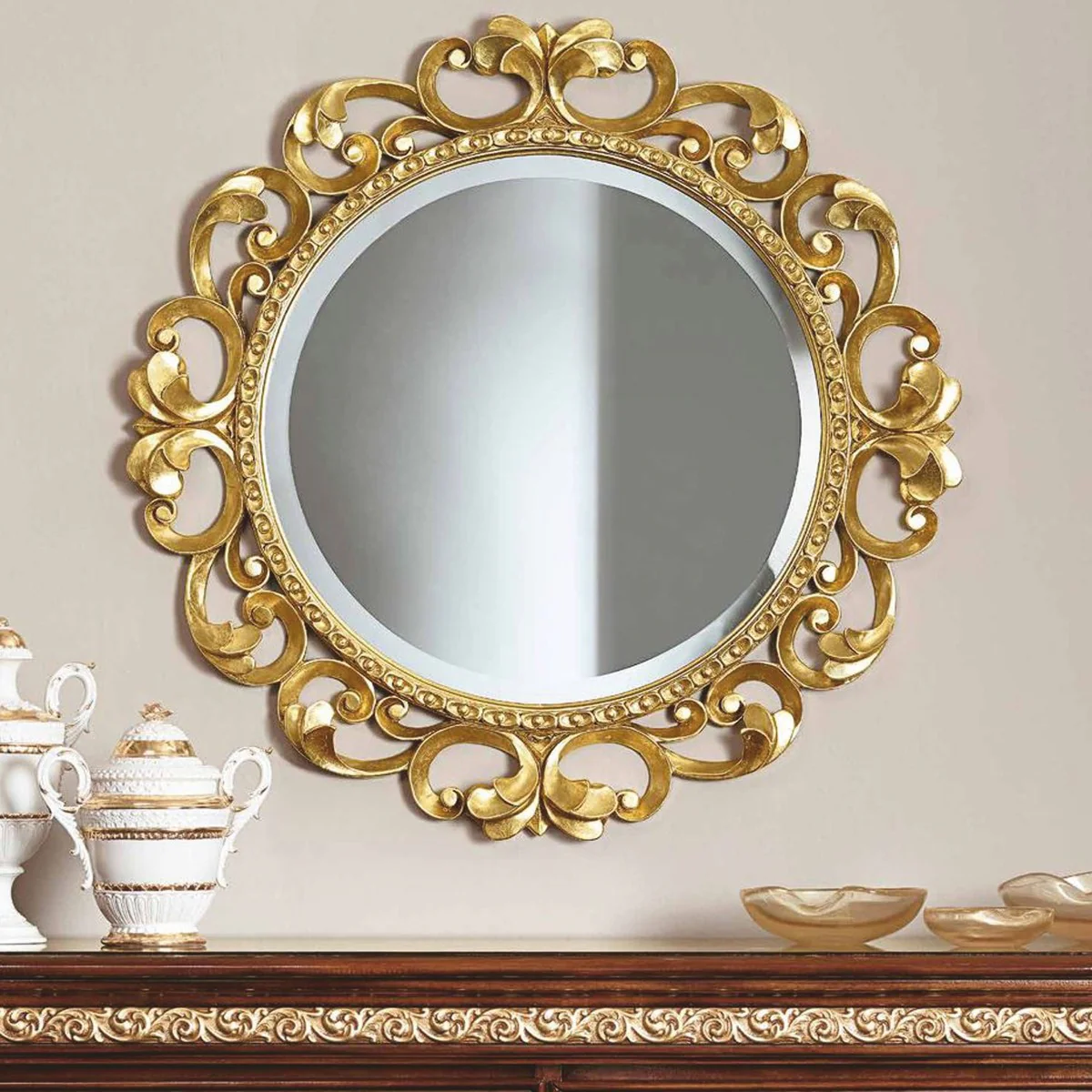 Casa Padrino espejo barroco de lujo oro ? 126 cm - Muebles barrocos - Hecho en Italia