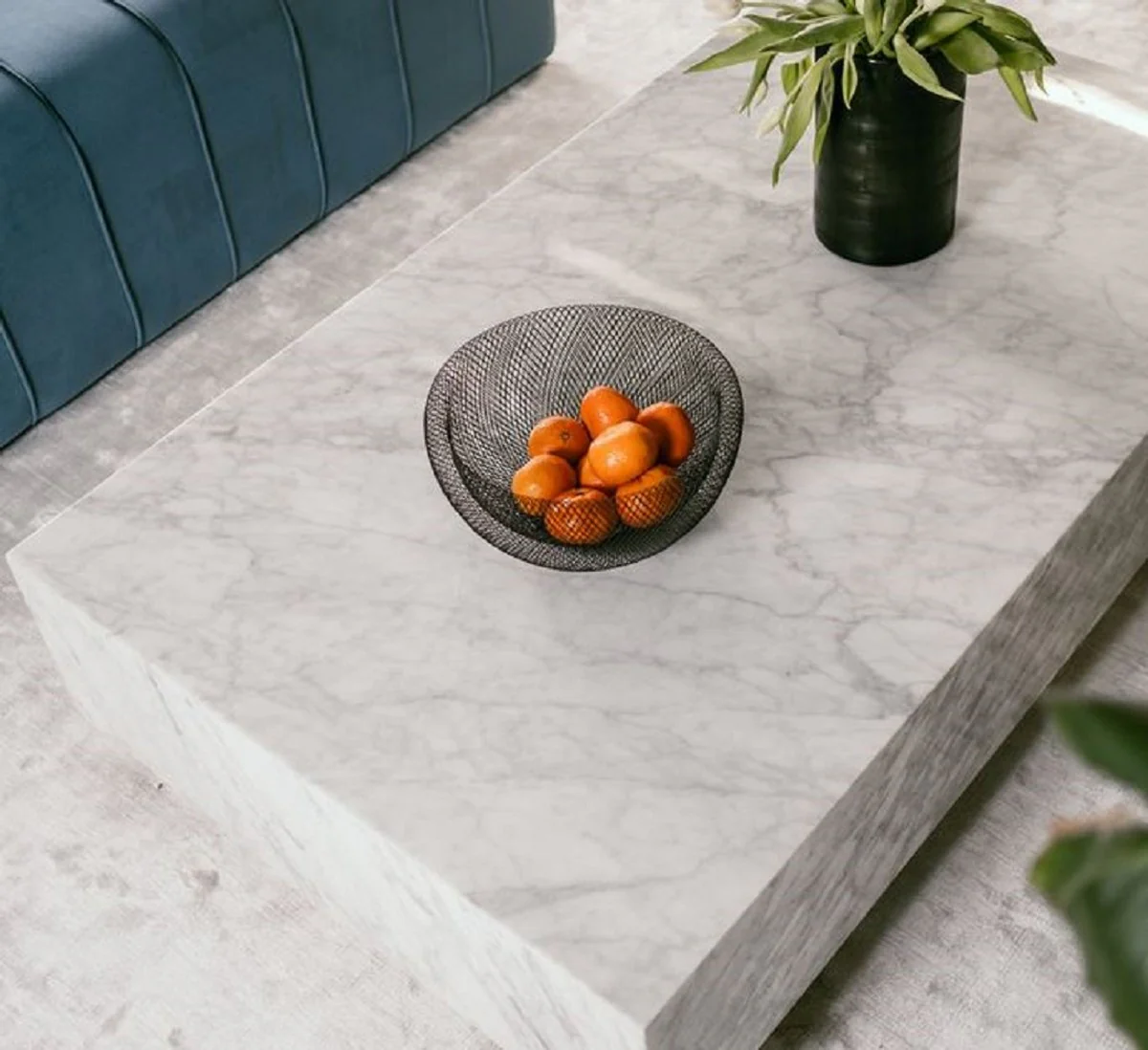 Casa Padrino Mesa de Centro de Lujo Blanco 135 x 80 x H. 35 cm - Mesa de Centro Rectangular de M¨¢rmol de Carrara - Mesa de M¨¢rmol - Calidad de Lujo