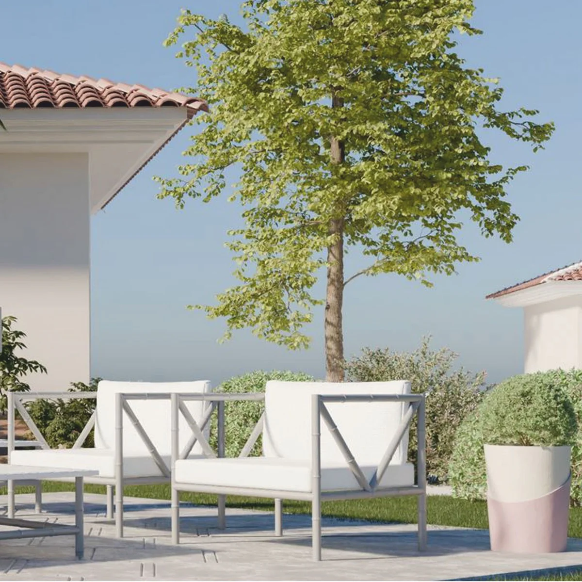 Casa Padrino sill¨®n de lujo de hierro forjado gris / blanco - Sill¨®n para hotel y jard¨ªn