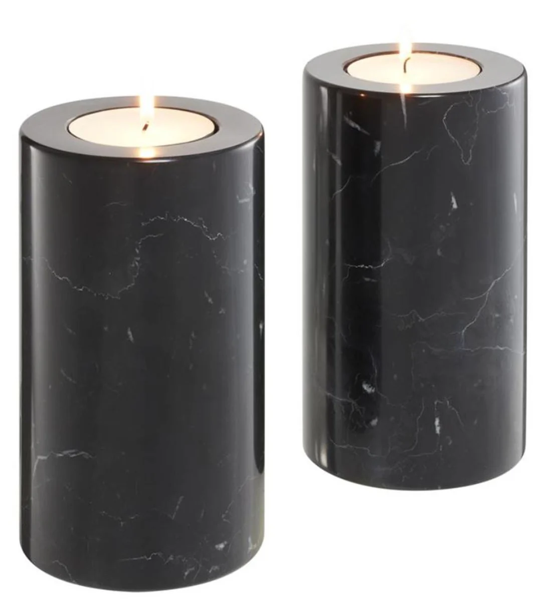 Casa Padrino soporte de candelita de lujo de mármol negro Ø 10 x H. 18 cm - Accesorios de Decoración de Hoteles y Restaurantes