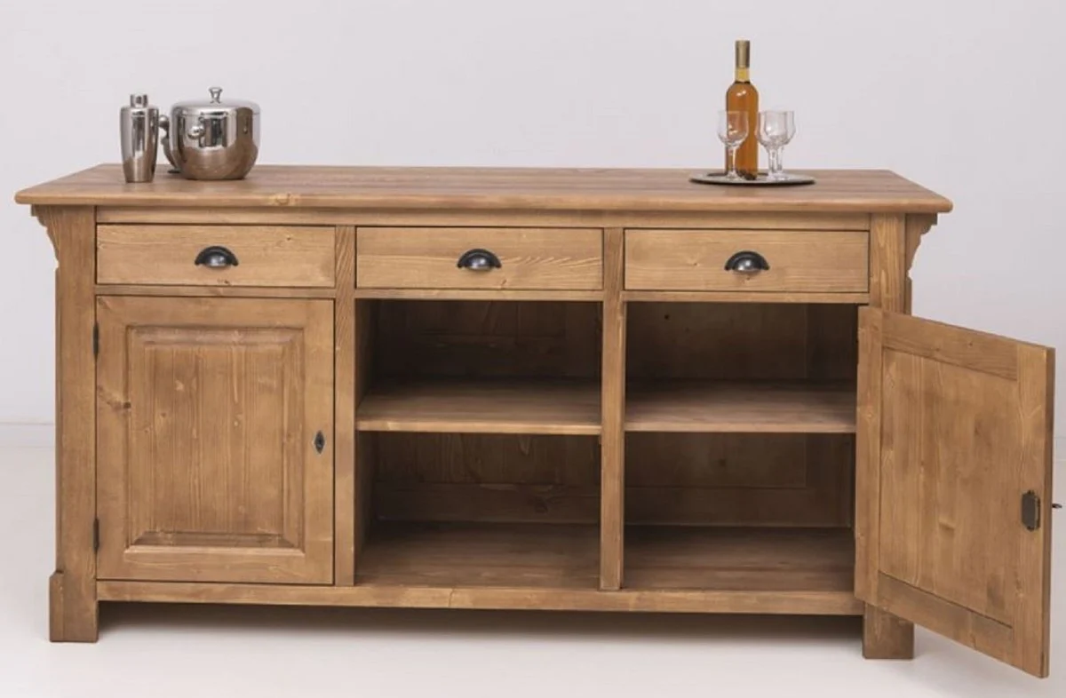 Casa Padrino barra de bar de estilo campestre marr¨®n claro 191 x 68 x A. 95 cm - Mesa de bar de madera maciza - Muebles de bar de madera maciza en estilo campestre