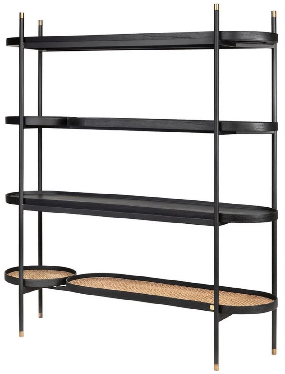 Casa Padrino armario de estanter¨ªa de lujo negro / natural / lat¨®n 154 x 42,3 x A. 170 cm - Muebles de Sal¨®n y Hotel - Calidad de Lujo