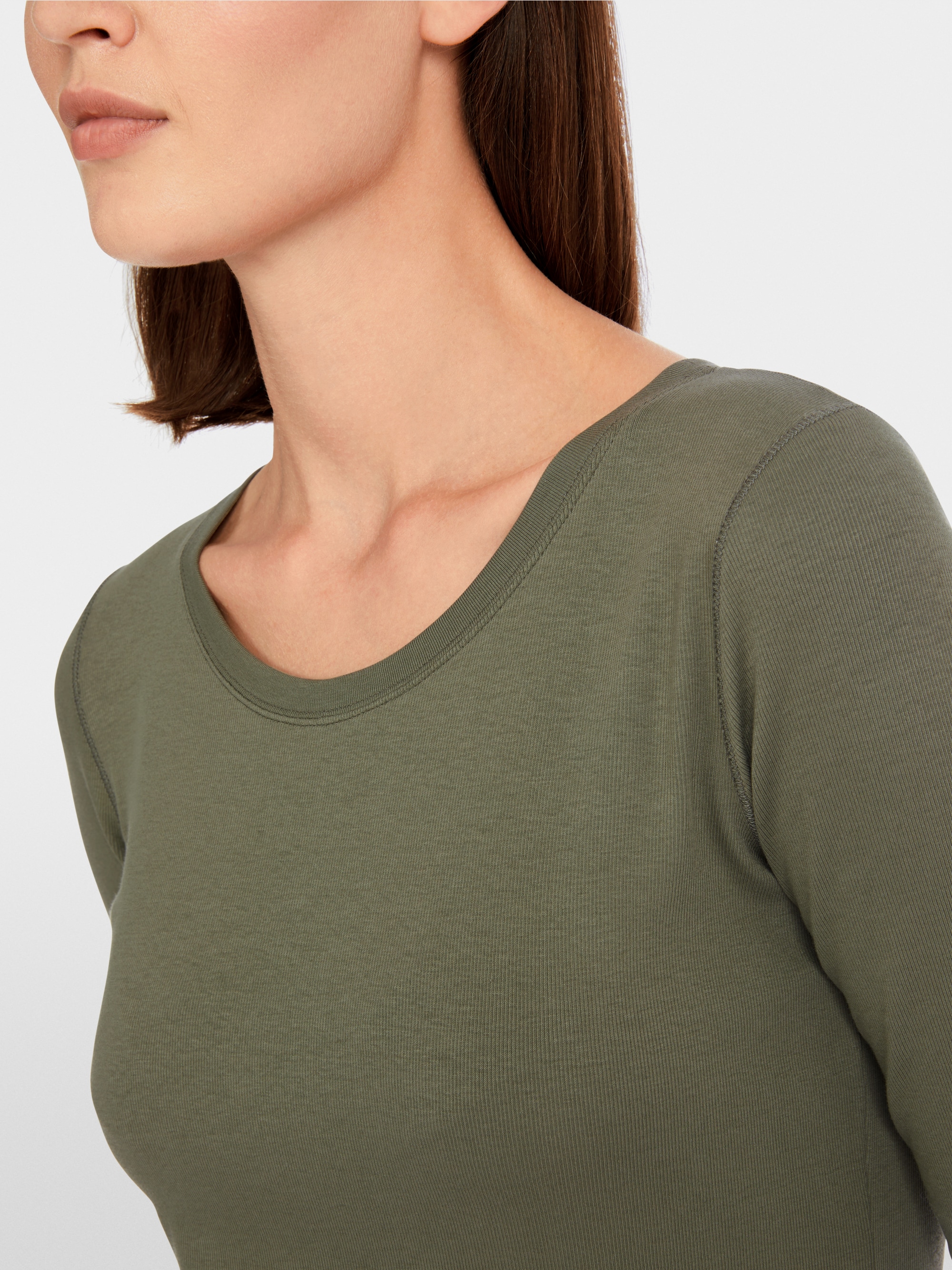 Marc-Cain Solid T-shirt in stretchy cotton rib