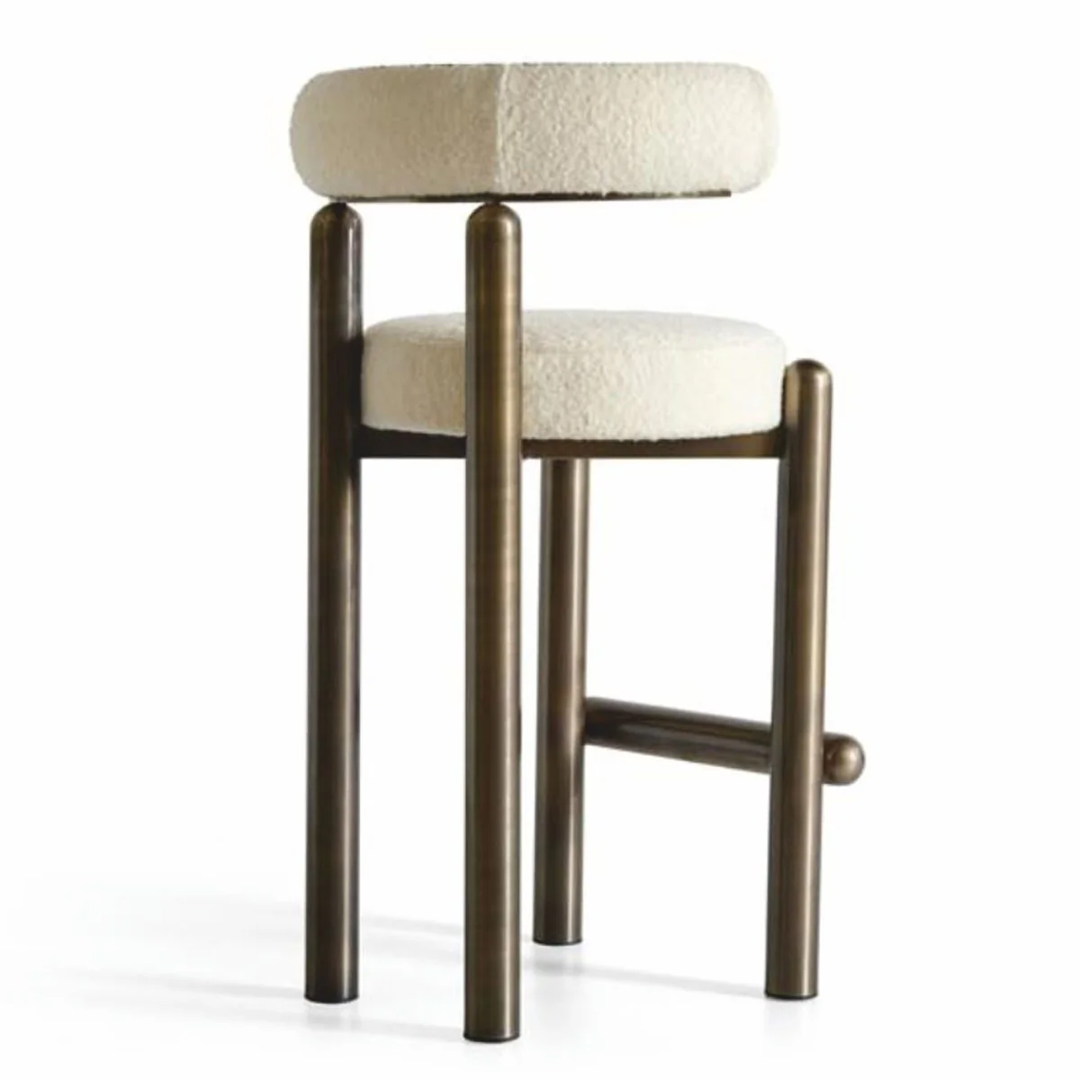 Casa Padrino taburete de bar de lujo de acero inoxidable crema / bronce Al. 103 cm - Muebles de bar