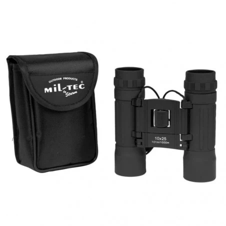 Mil-tec Binoculares plegables 10 x 25 negro - Prismáticos de bolsillo