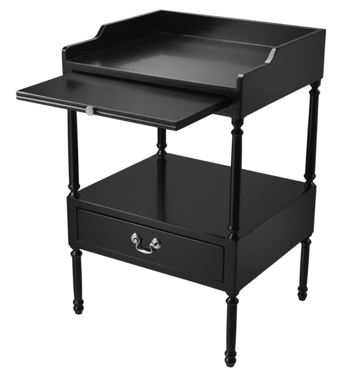 Casa Padrino mesa auxiliar de centro de lujo negro / plata 48 x 42 x H. 73 cm - Muebles de Salón