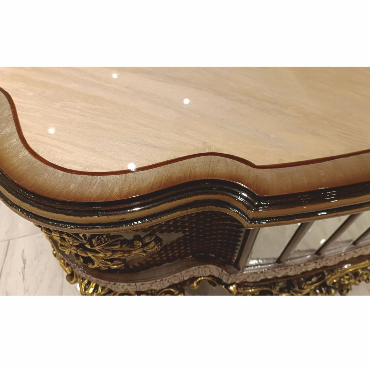 Casa Padrino mesa de centro barroco de lujo beige / marr¨®n / oro 125 cm - Muebles de sal¨®n de estilo barroco