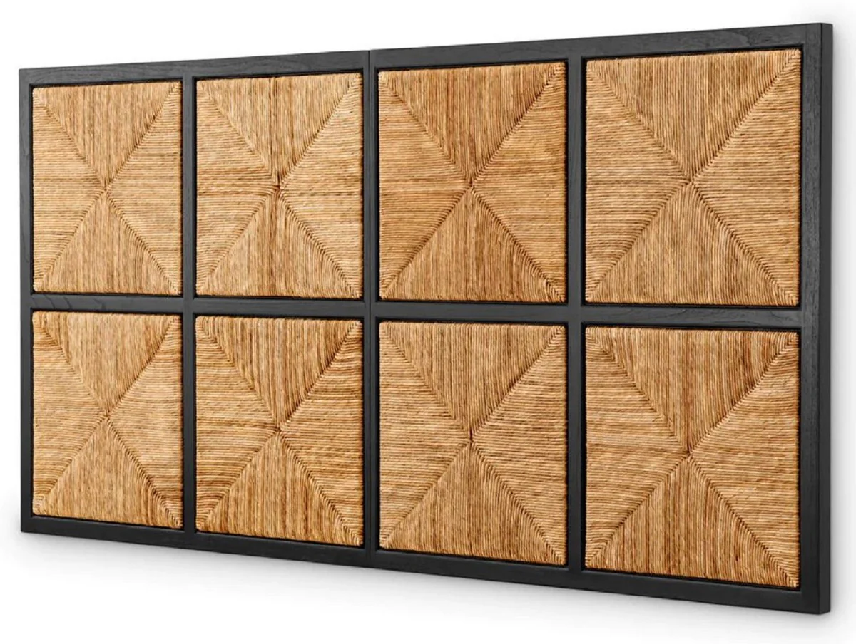 Casa Padrino cabecero de cama de lujo natural / negro 290 cm - Muebles de dormitorio de lujo