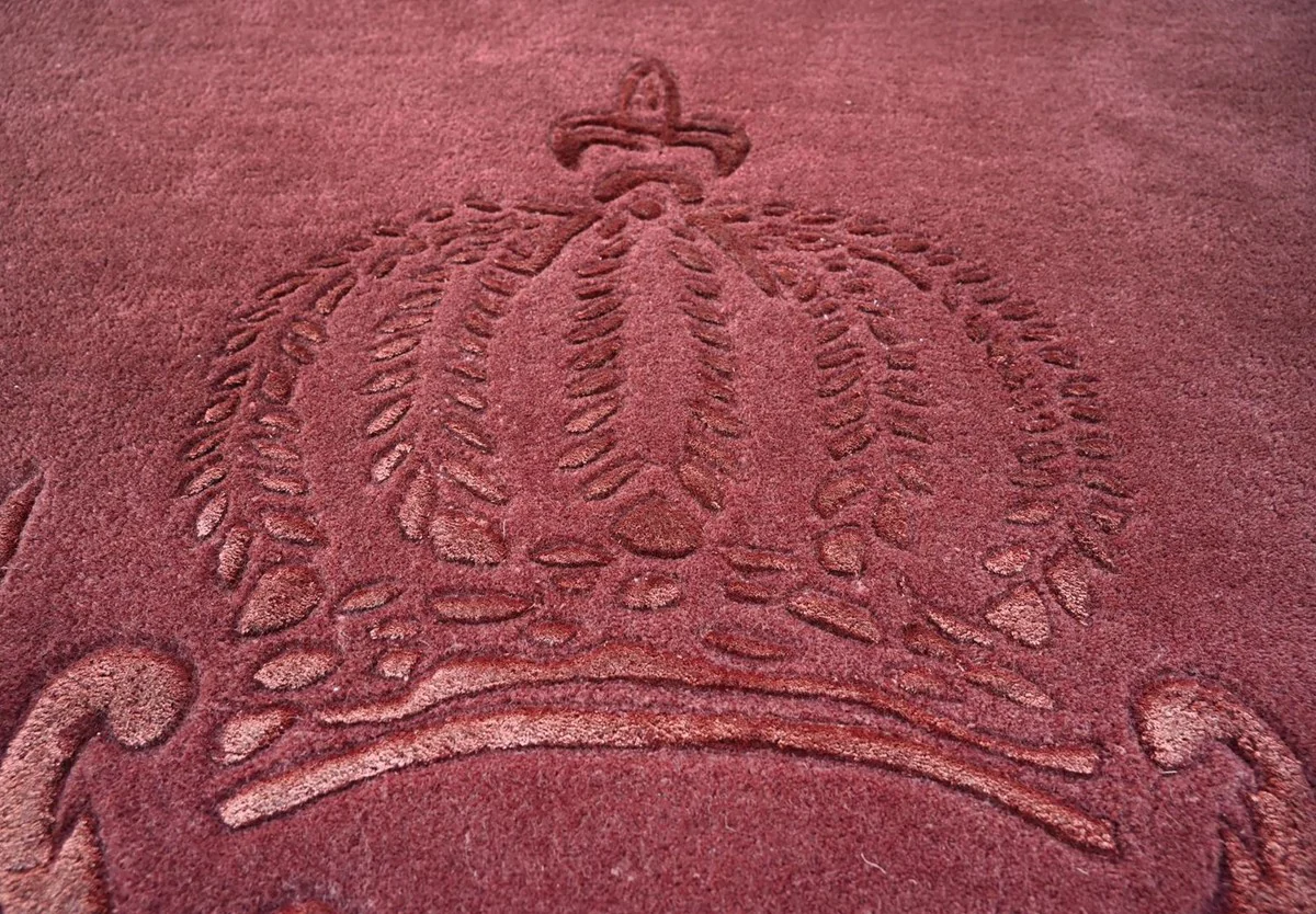 Pomp??s de Casa Padrino alfombra barroco de lujo corona de Harald Gl??ckler rojo burdeos 200 x 300 cm