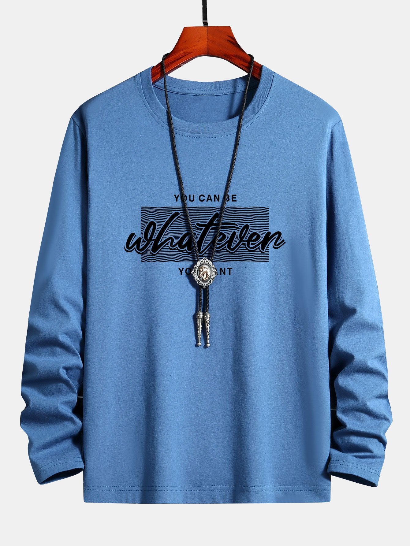 Long Sleeve Slogan Print Cotton T-Shirt