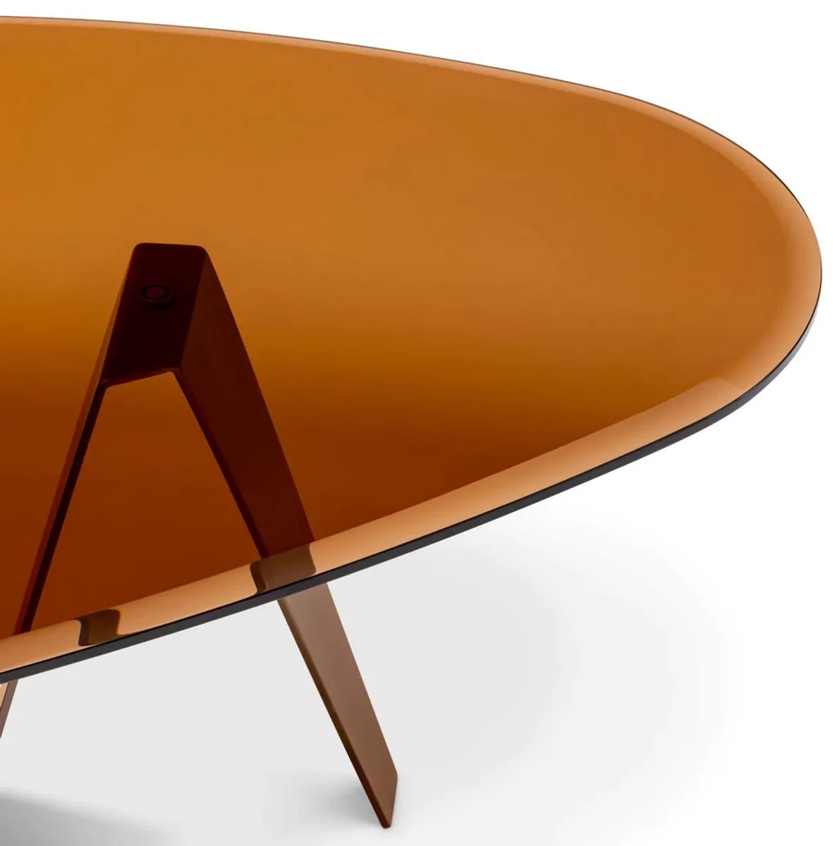 Casa Padrino mesa de centro de lujo con tapa de vidrio lat¨®n oscuro / marr¨®n 130 cm