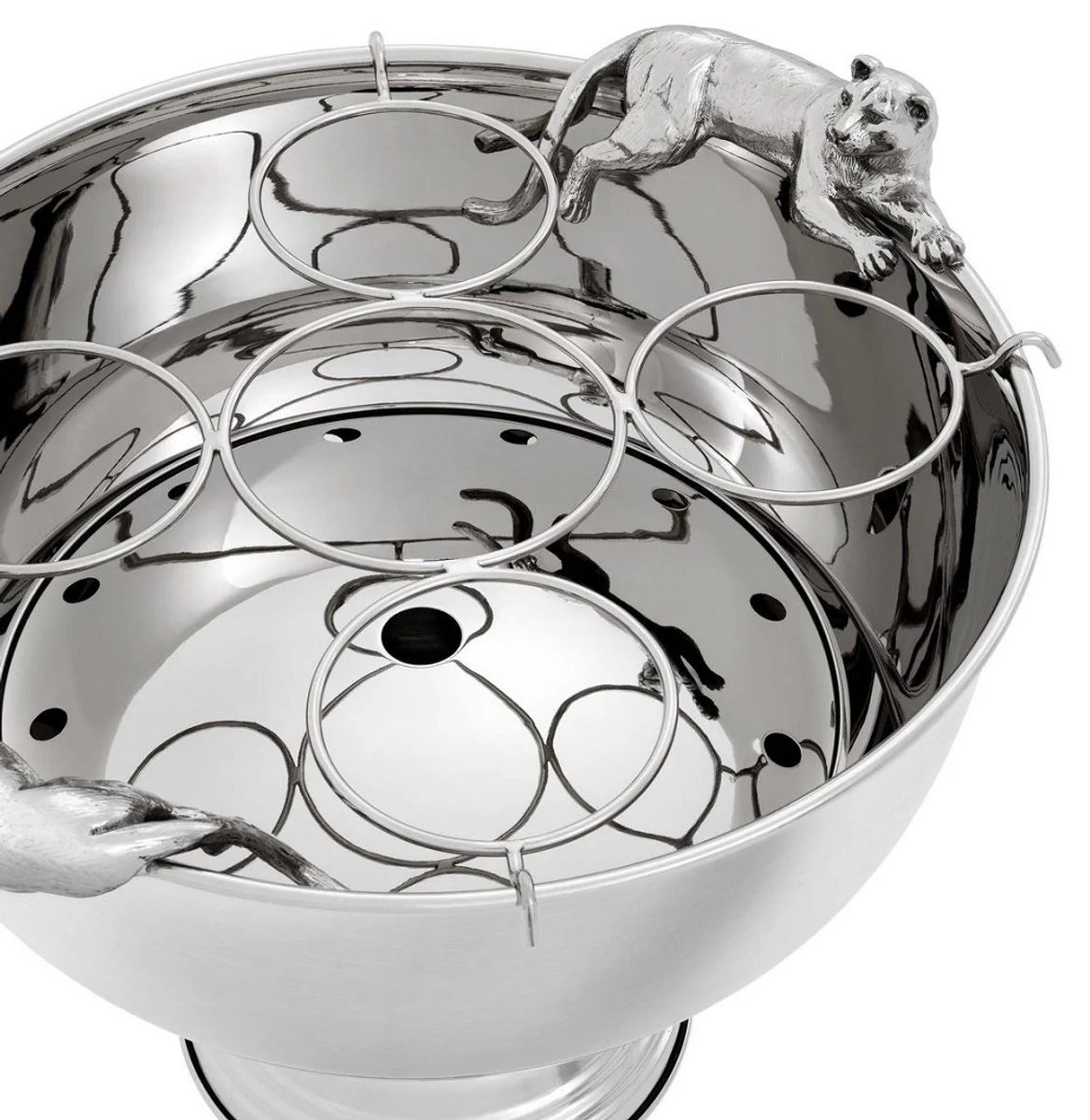 Casa Padrino enfriador de champagne de lujo con 2 manijas puma plata 43,5 x 39 x H. 23,5 cm - Accesorios de Lujo