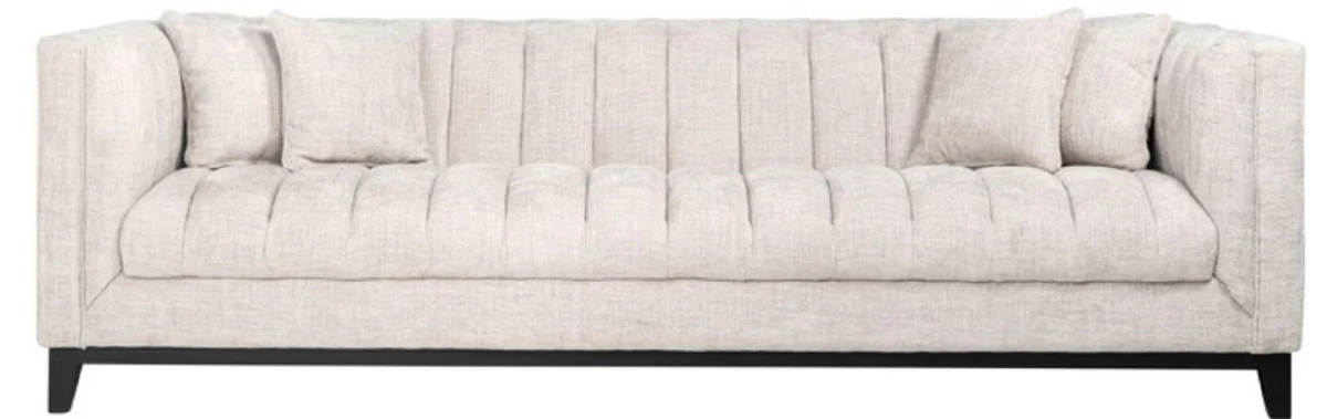 Casa Padrino sof¨¢ de terciopelo de lujo natural / negro 255 x 91 x A. 77 cm - Sof¨¢ de sal¨®n con 4 cojines - Muebles de sal¨®n - Muebles de lujo - Interior de sal¨®n - Interior de lujo