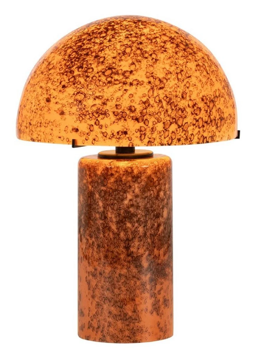Casa Padrino l¨¢mpara de mesa de vidrio de lujo naranja / marr¨®n A. 36 cm - L¨¢mpara de escritorio redonda