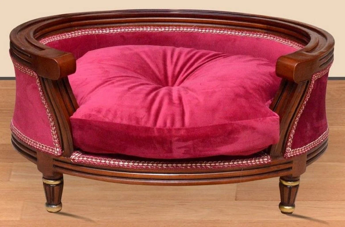 Casa Padrino cama para perros barroco rojo burdeos real / marrón / oro - Muebles barrocos para perros - Muebles barrocos para mascotas - Muebles de estilo barroco