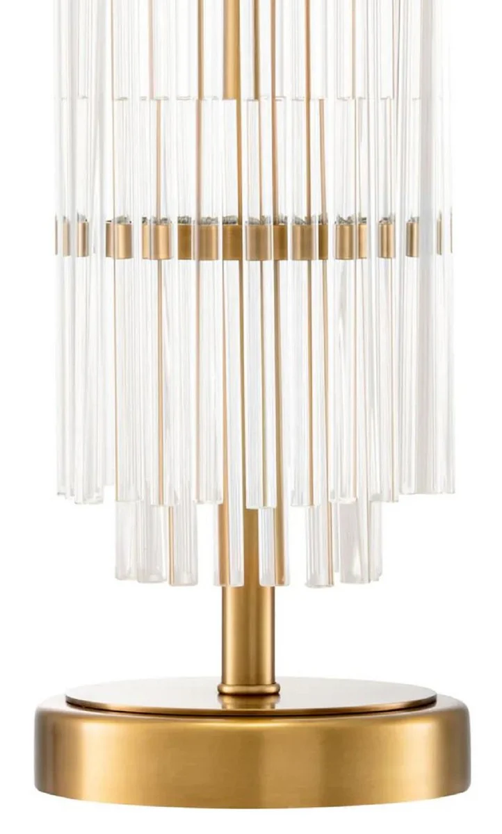 Casa Padrino lámpara de mesa de lujo latón antiguo / blanco Ø 45 x A. 78 cm - Lámpara de escritorio con pantalla redonda - Lámparas mesa - Lámparas escritorio