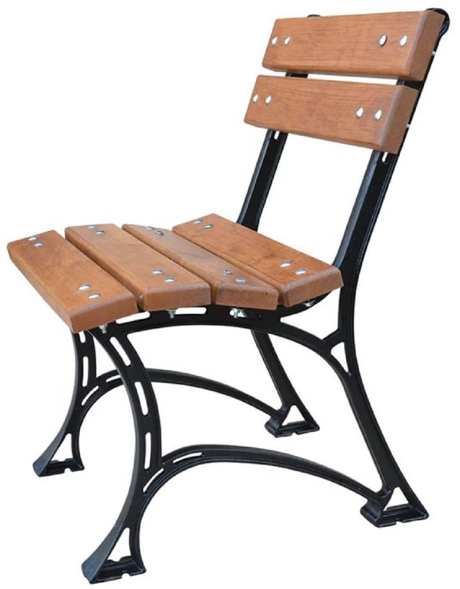 Casa Padrino Silla de Jardín Art Nouveau Marrón / Negro 48 x 48 x H. 75 cm - Muebles de Jardín de Lujo