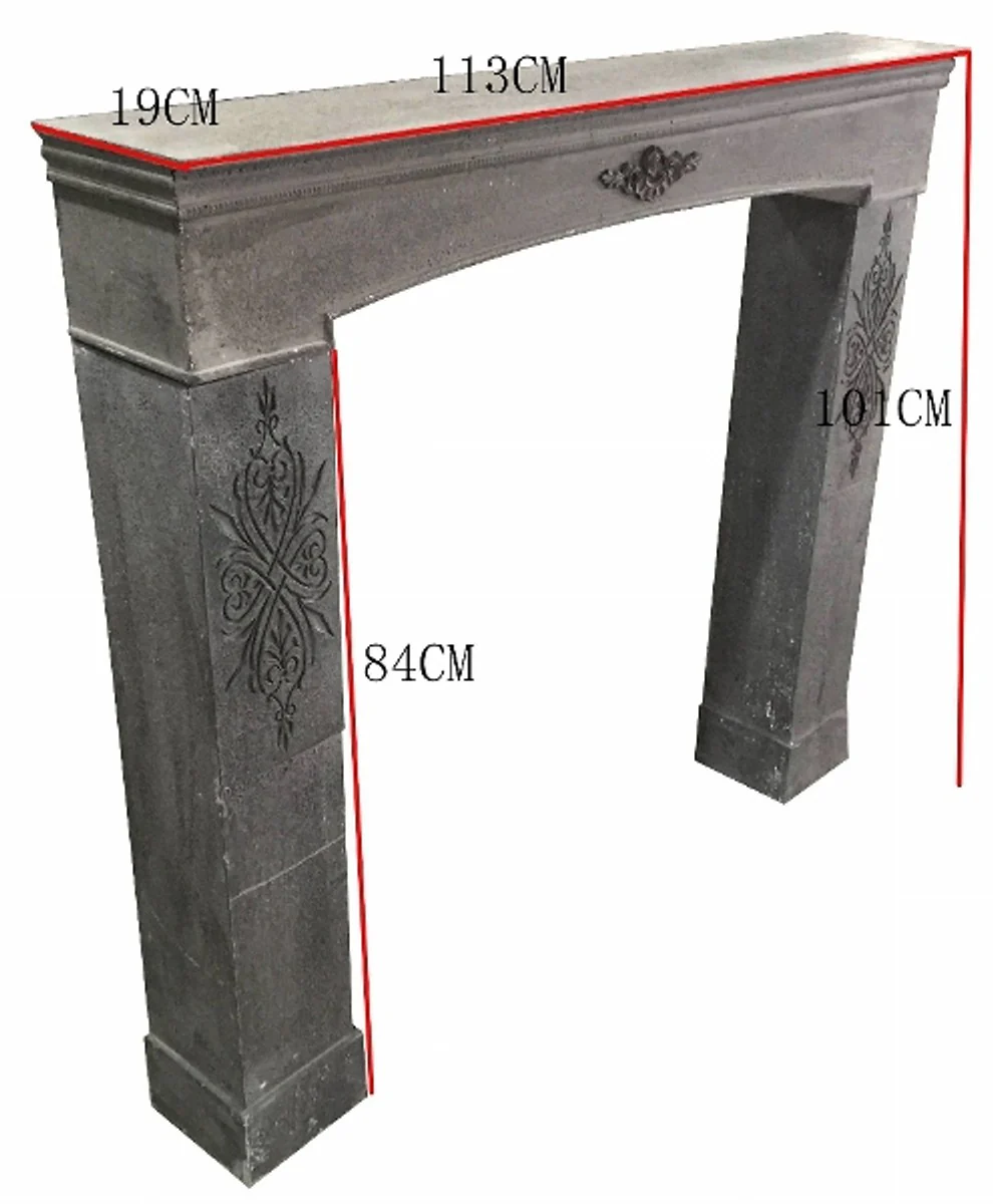 Casa Padrino Country Style Fireplace Surround Antique Gray Brown 113 x 19 x H. 101 cm - Handmade Shabby Chic Furniture