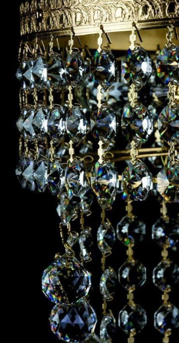 Casa Padrino lámpara de mesa de cristal barroco de lujo oro Ø 30 x A. 50 cm - Magnífica lámpara de escritorio con cristal de Bohemia - Luces de cristal barroco