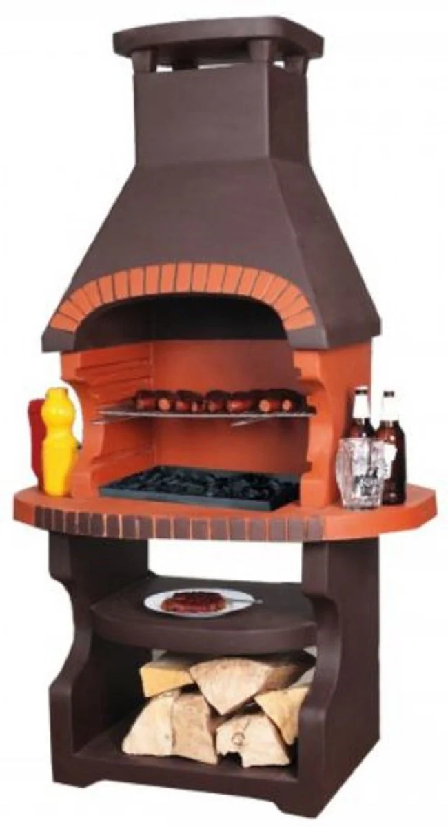 Casa Padrino barbacoa de jard¨ªn de lujo marr¨®n oscuro / naranja 98 x 62 x A. 170 cm - Chimenea de hormig¨®n - Accesorios de jard¨ªn de lujo