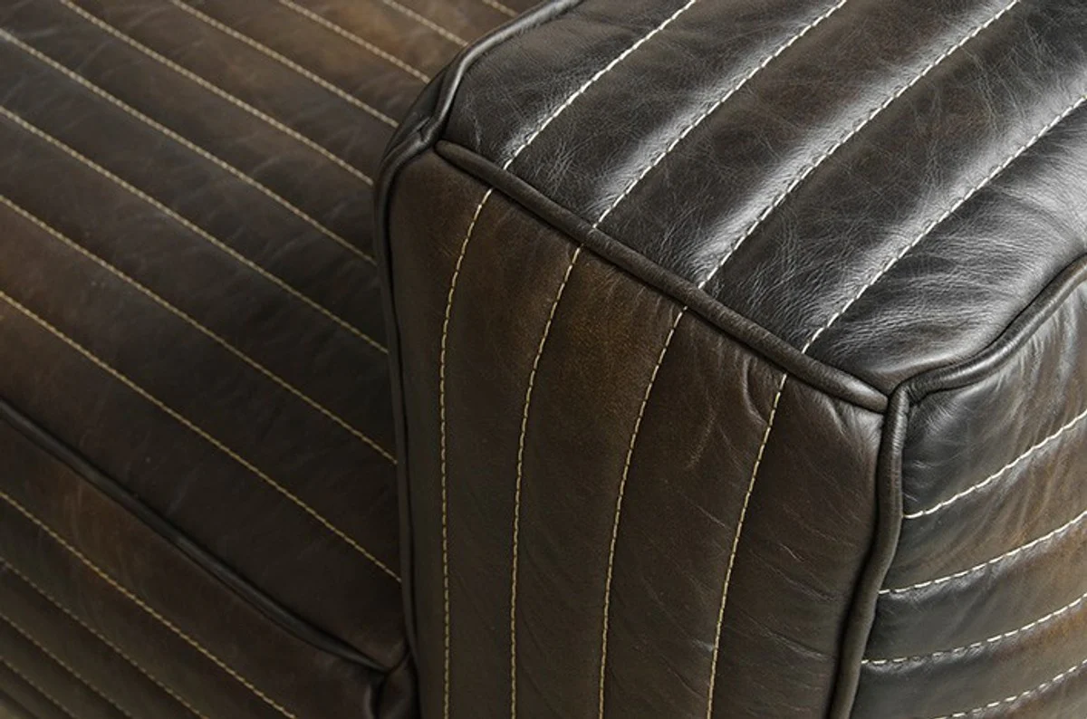 Casa Padrino luxury genuine leather sofa leather VLAB New Fudge - 3 Seater - Luxury Hotel Club Furniture