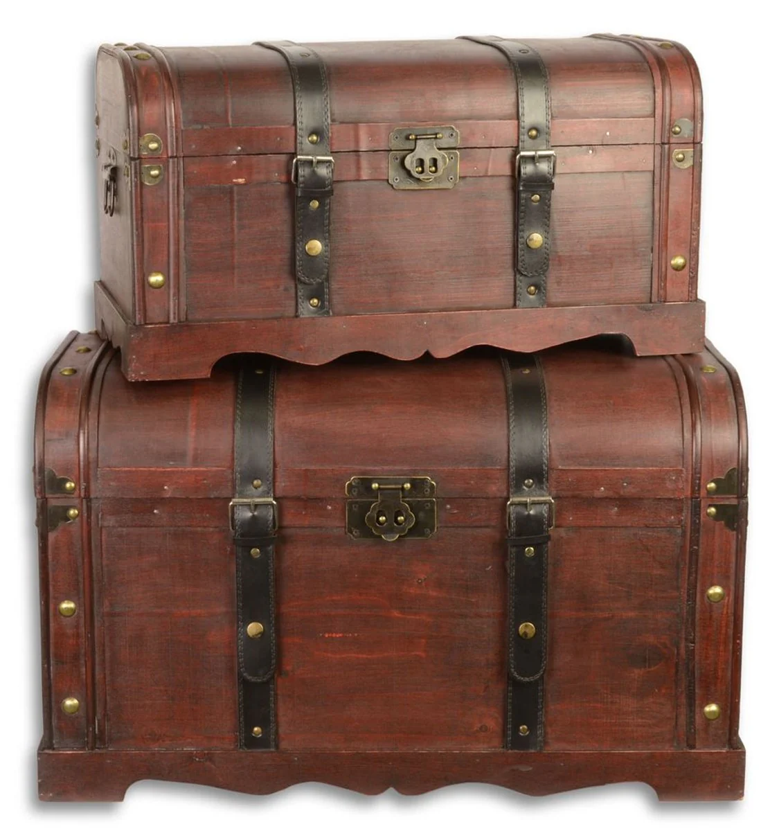 Casa Padrino conjunto de cofres de madera Art Deco de 2 marr¨®n rojizo / negro - Deco de Madera