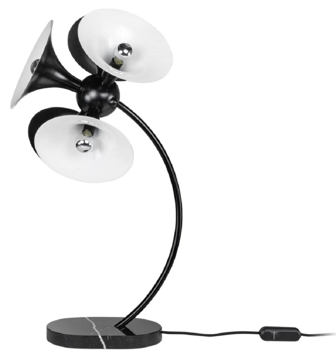 Casa Padrino lámpara de mesa de lujo negro / blanco 41 x 41 x H. 77 cm - Lámpara de Escritorio - Lámpara de Aluminio con Base de Mármol - Lámpara de Salón - Lámpara de Oficina