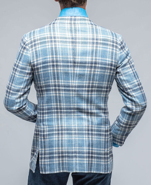 Plaid Notch Lapel Single Breasted Pocket Design Blazer