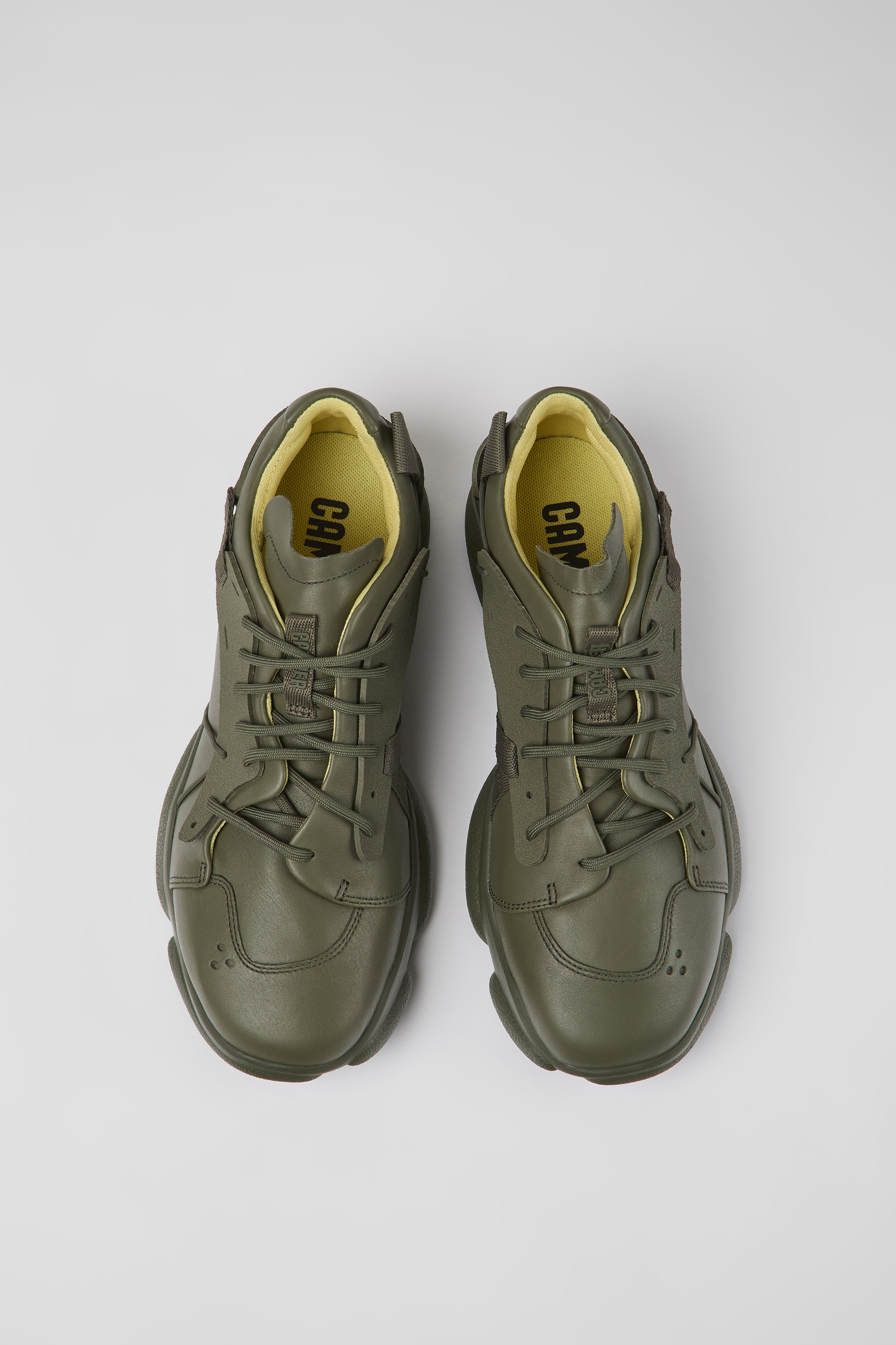 Karst - Green leather and textile sneakers for men