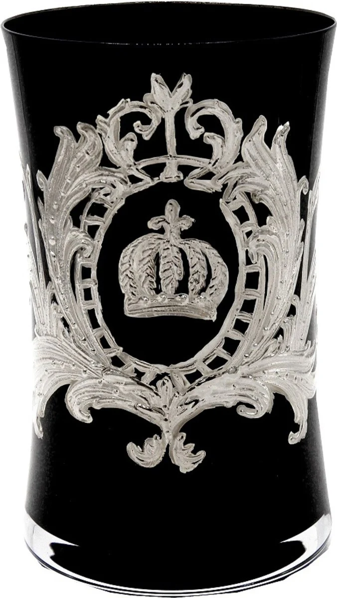 Pomp??s by Casa Padrino conjunto de vasos de agua de lujo negro / plata ? 8 x A. 13 cm - Vasos de agua con un revestimiento de platino noble - Vasos pomposos dise?ados por Harald Gl??ckler