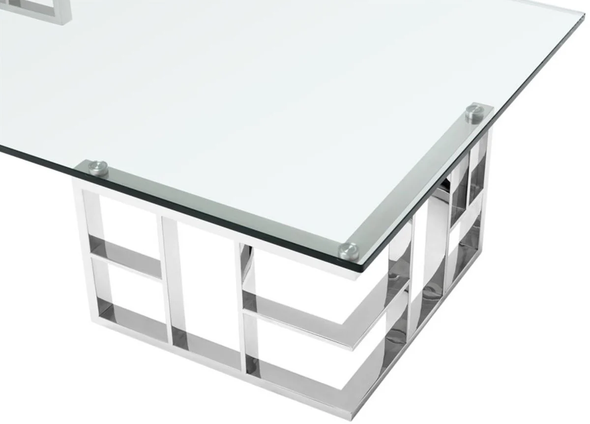 Casa Padrino mesa de centro / mesa de salón de plata 180 x 90 x H. 32,2 cm - Colección de Lujo
