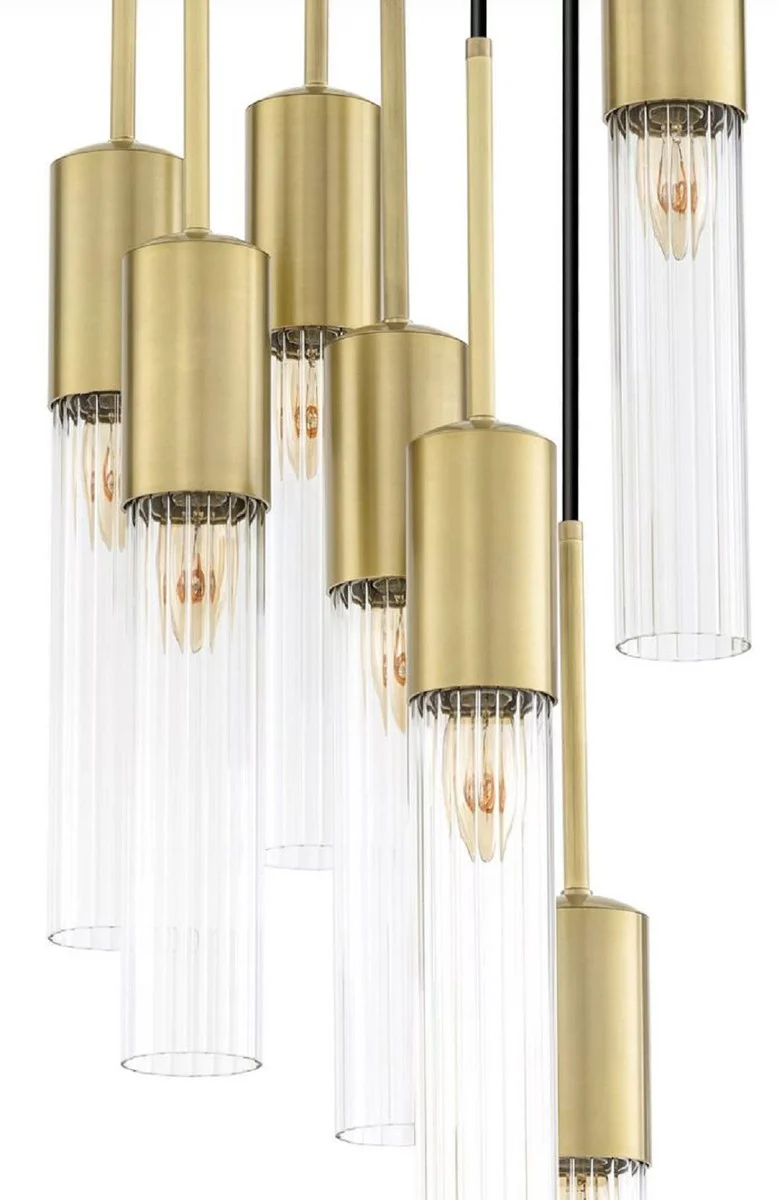 Casa Padrino araña de luces de lujo latón antiguo Ø 40 x A. 160 cm - Araña de Luces Redonda para Hoteles y Restaurantes - Calidad de Lujo