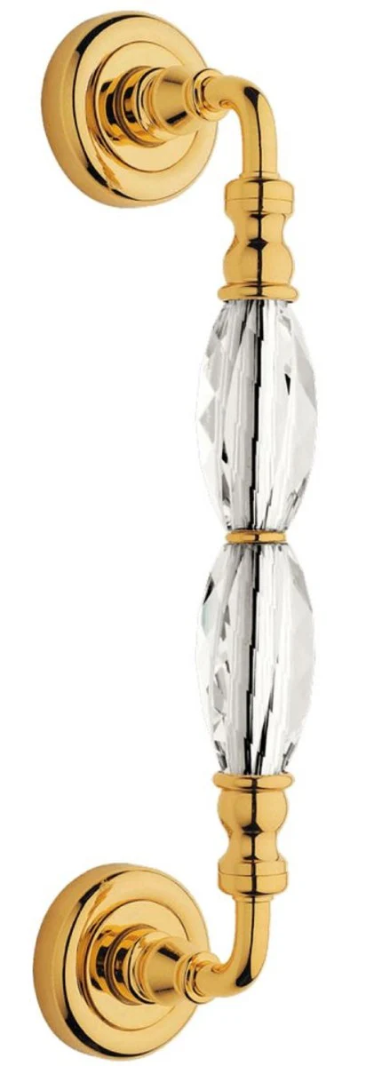 Casa Padrino Conjunto de Manija de Puerta de Lat¨®n de Lujo con Cristal Swarovski Oro 5 x 25 cm - Colecci¨®n de Lujo