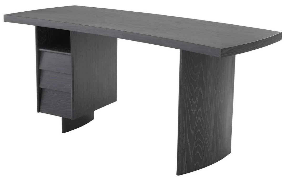 Casa Padrino escritorio de lujo de madera maciza con tablero curvo gris antracita 170 x 70 x A. 78,5 cm - Mesa de Oficina - Mesa de Computadora - Muebles de Oficina de Lujo