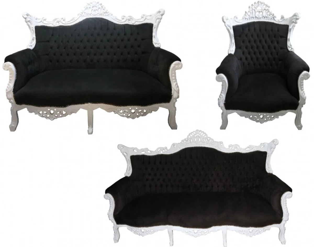 Casa Padrino Baroque Living Room Set Bordeaux Red / Gold- 3 seater +2 seater sofa + 1 chair