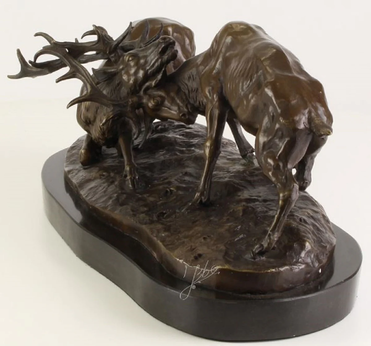 Casa Padrino figuras de bronce de lujo de venado luchando bronce / negro 43,3 x 20,6 x H. 18 cm - Calidad de Lujo