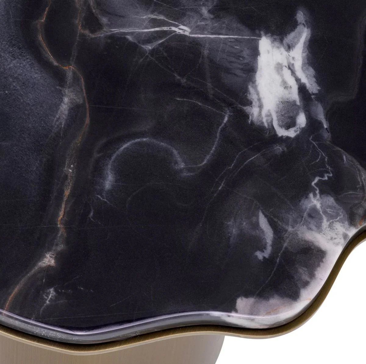 Casa Padrino mesa auxiliar de lujo negro / lat¨®n 58,5 x 60,5 x A. 51 cm - Mesa de acero inoxidable con tapa de m¨¢rmol - Muebles de sal¨®n - Muebles de lujo - Calidad de lujo