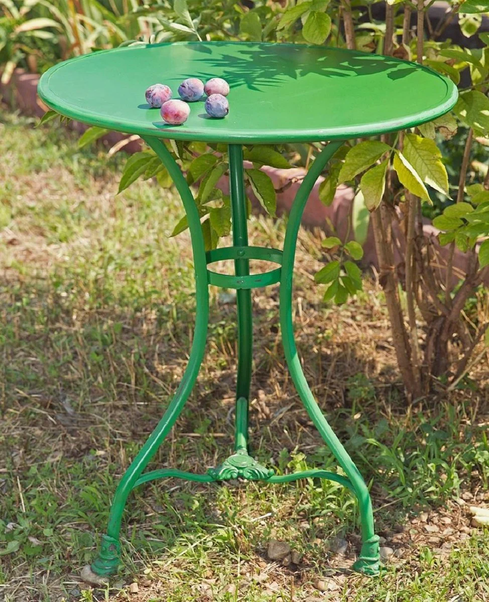 Casa Padrino mesa de jard¨ªn Art Nouveau verde antiguo ? 60 x A. 70 cm - Mesa de hierro forjado hecha a mano - Muebles de jard¨ªn y patio de hierro forjado nost¨¢lgicos